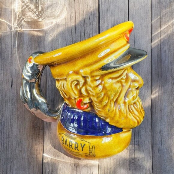 Vintage Lord Nelson Pottery Fisherman Silver Fish Handle Toby Mug Cup England - Picture 1 of 15
